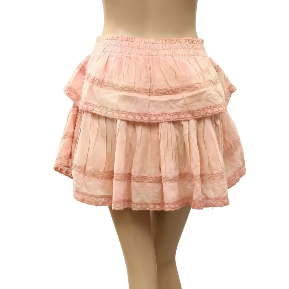 Loveshackfancy Ruffle Girls Mini Skirt Lace Trim Smocked Cotton 12 Years 288319